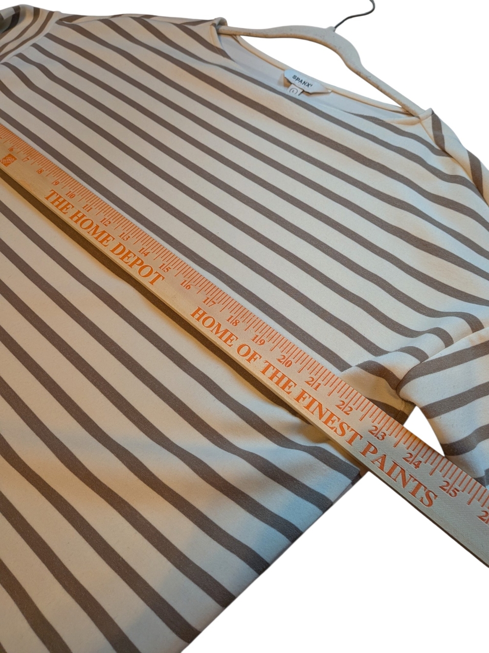 SPANX Beige and Cream Striped Long-Sleeve Boatneck Top - Picture 3 of 9
